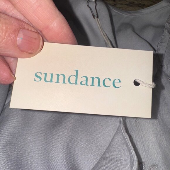 NWT Sundance Women  Floral Applique Embroidery Sheer Gray Dress L Party Holiday - Picture 8 of 11